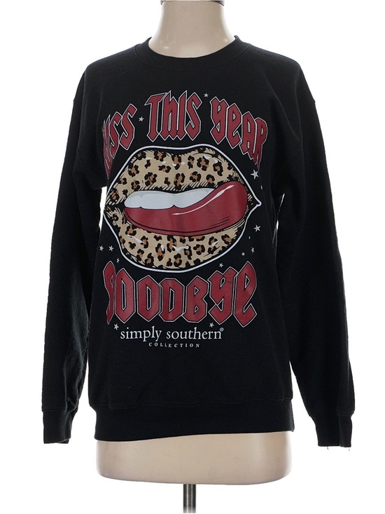 Simply Southern Tops - Simply Southern Kiss The Year Goodbye Graphic Sweatshirt